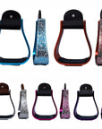 HILASON 3" Neck Western Aluminium Horse Stirrups Floral Engraved