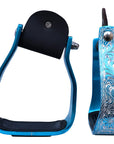 HILASON 3" Neck Western Aluminium Slanted Horse Stirrups Floral Engraved