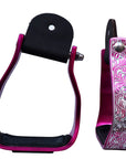 HILASON 3" Neck Western Aluminium Slanted Horse Stirrups Floral Engraved