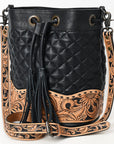 ADBG1670 Bucket Hand Tooled Genuine Leather Women Bag