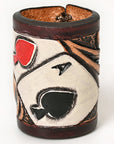 American Darling Western Hand Tooled Carved Genuine Leather Scarf Ring Brown Scarf Clasp Bandana Slide Bandana Cuff