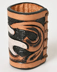 American Darling Western Hand Tooled Carved Genuine Leather Scarf Ring Brown Scarf Clasp Bandana Slide Bandana Cuff