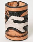 American Darling Western Hand Tooled Carved Genuine Leather Scarf Ring Brown Scarf Clasp Bandana Slide Bandana Cuff