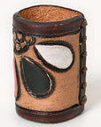 American Darling Western Hand Tooled Carved Genuine Leather Scarf Ring Brown Scarf Clasp Bandana Slide Bandana Cuff