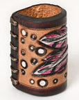 American Darling Western Hand Tooled Carved Genuine Leather Scarf Ring Brown Scarf Clasp Bandana Slide Bandana Cuff