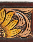 American Darling Western Hand Tooled Carved Genuine Leather Scarf Clasp Bandana Slide Bandana Cuff