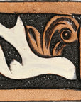 American Darling Western Hand Tooled Carved Genuine Leather Scarf Clasp Bandana Slide Bandana Cuff