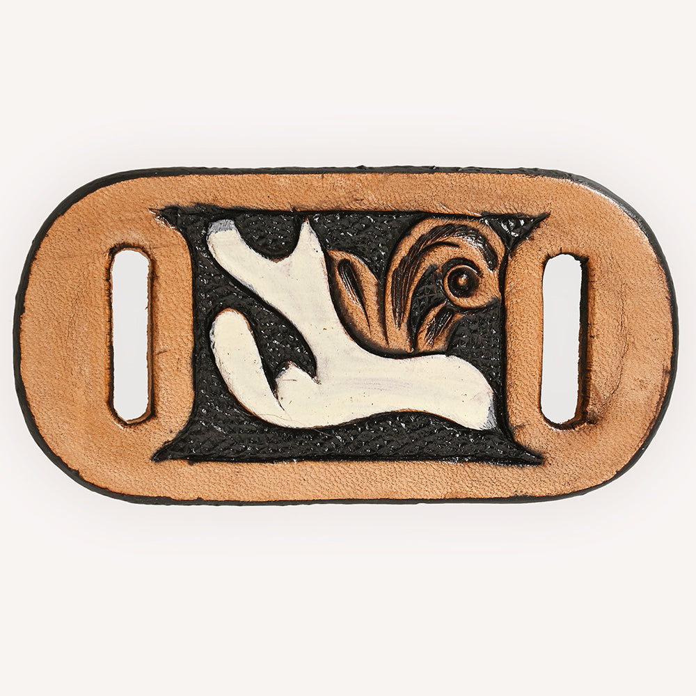 American Darling Western Hand Tooled Carved Genuine Leather Scarf Clasp Bandana Slide Bandana Cuff
