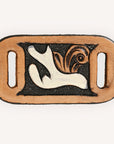 American Darling Western Hand Tooled Carved Genuine Leather Scarf Clasp Bandana Slide Bandana Cuff