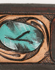 American Darling Western Hand Tooled Carved Genuine Leather Scarf Clasp Bandana Slide Bandana Cuff