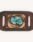 American Darling Western Hand Tooled Carved Genuine Leather Scarf Clasp Bandana Slide Bandana Cuff
