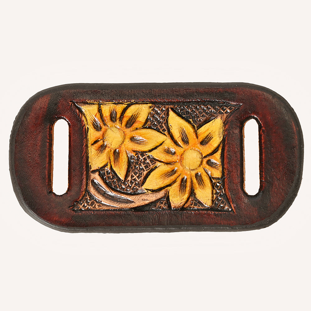 American Darling Western Hand Tooled Carved Genuine Leather Scarf Clasp Bandana Slide Bandana Cuff