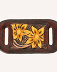 American Darling Western Hand Tooled Carved Genuine Leather Scarf Clasp Bandana Slide Bandana Cuff