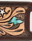 American Darling Western Hand Tooled Carved Genuine Leather Scarf Clasp Bandana Slide Bandana Cuff
