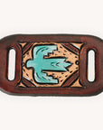 American Darling Western Hand Tooled Carved Genuine Leather Scarf Clasp Bandana Slide Bandana Cuff