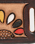 American Darling Western Hand Tooled Carved Genuine Leather Scarf Clasp Bandana Slide Bandana Cuff