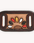 American Darling Western Hand Tooled Carved Genuine Leather Scarf Clasp Bandana Slide Bandana Cuff