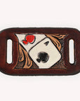 American Darling Western Hand Tooled Carved Genuine Leather Scarf Clasp Bandana Slide Bandana Cuff