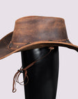 Hilason Premium Cowhide Leather Cowboy Hat Brown