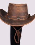 Hilason Premium Cowhide Leather Cowboy Hat Brown