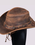 Hilason Premium Cowhide Leather Cowboy Hat Brown