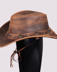 Hilason Premium Cowhide Leather Cowboy Hat Brown