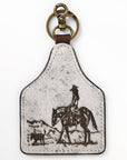 American Darling Hair-On Genuine Leather Keyring Beautiful Horse Print