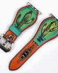 American Darling Hand Tooled I watch Strap Genuine Leather With Beautiful Cactus Hand Painted Smart Watch Strap