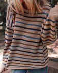 Stripe Drop Shoulder Round Neck Sweater