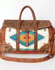 American Darling Duffel Saddle Blanket Hand Tooled Genuine Leather Western Women Bag | Handbag Duffle Weekend Travel Bags for