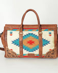 American Darling Duffel Saddle Blanket Hand Tooled Genuine Leather Western Women Bag | Handbag Duffle Weekend Travel Bags for