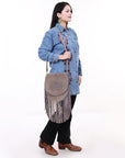 American Darling Crossbody Genuine Suede Leather Women's Bag Western Handbag Purse | Hand tooled
