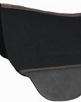 HILASON Western Horse Wool Felt Round Contoured Western Saddle Pad W/ Genuine Leather Black