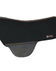 HILASON Western Horse Wool Felt Round Contoured Western Saddle Pad W/ Genuine Leather Black