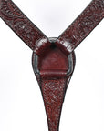 Hilason Western Horse Genuine Leather Headstall Breast Collar Brown Floral Hand Carved Stainless Steel Hardware