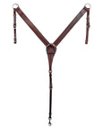 Hilason Western Horse Hand Tooled Headstall Breast Collar Genuine Leather Brown Stainless Steel Hardware