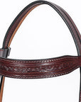 Hilason Western Horse Genuine Leather Headstall Breast Collar Brown Barb Wire Hand Tooled Stainless Steel Hardware