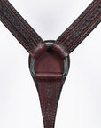 Hilason Western Horse Genuine Leather Headstall Breast Collar Brown Barb Wire Hand Tooled Stainless Steel Hardware