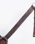 Hilason Western Horse Genuine Leather Headstall Breast Collar Brown Barb Wire Hand Tooled Stainless Steel Hardware