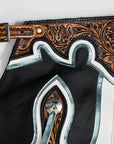Hilason Bull Riding Pro Rodeo Chaps Black Genuine Leather Bronc Show Adult Safety Protective Horse Riding Chaps
