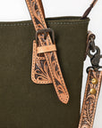 American Darling Crossbody Hand Tooled Oil Rustic Cotton Fabric Genuine Leather Women Bag Western Handbag Purse