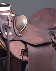 15 In Western Horse Wade Saddle Geniuine Leather Ranch Roping Dark Brown