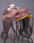 15 In Western Horse Wade Saddle Geniuine Leather Ranch Roping Dark Brown