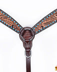 HILASON Western Horse Leaf Headstall Breast Collar Set Genuine Leather Dark Brown
