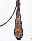 HILASON Western Horse Leaf Headstall Breast Collar Set Genuine Leather Dark Brown