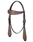 HILASON Western Horse Leaf Headstall Breast Collar Set Genuine Leather Dark Brown
