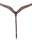 Hilason Horse Floral Hand Carved American Leather Breast Collar Headstall Dark Brown