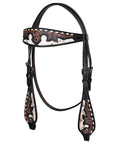 Hilason Horse Floral Hand Carved American Leather Breast Collar Headstall Dark Brown