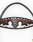Hilason Horse Floral Hand Carved American Leather Breast Collar Headstall Dark Brown