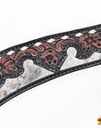 Hilason Horse Floral Hand Carved American Leather Breast Collar Headstall Dark Brown
